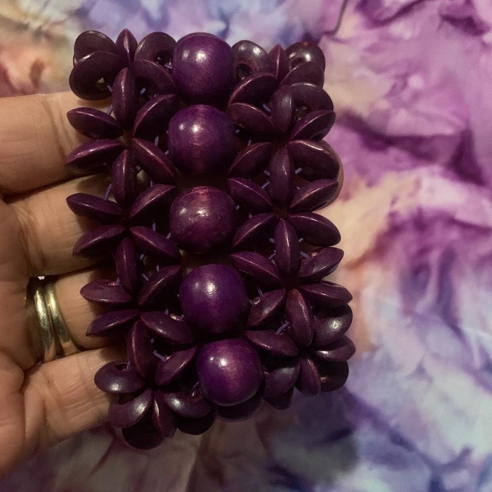 Purple Wooden Beaded Bracelet